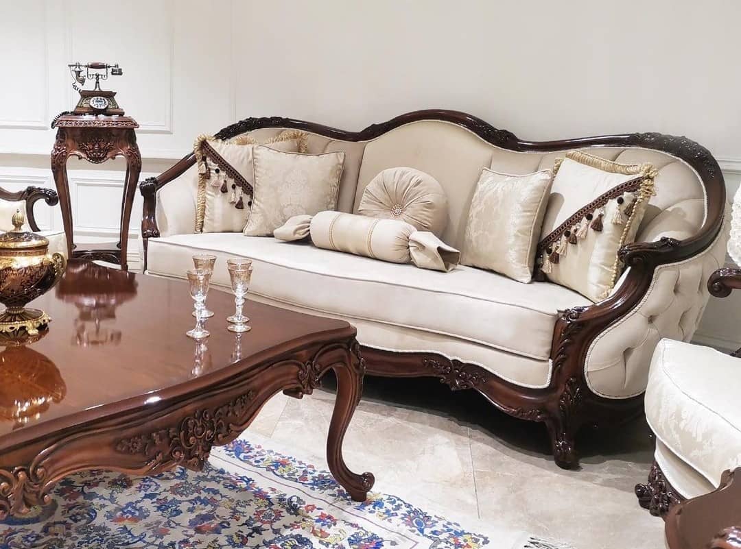 مبل کلاسیک مدل لیون، ست ناهارخوری لیون، مبل چوب راش