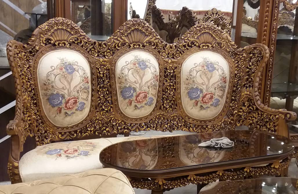 مبل سلطنتی مدل گلریز، مبل چوب گردو و راش، قیمت مبل استیل گلریز