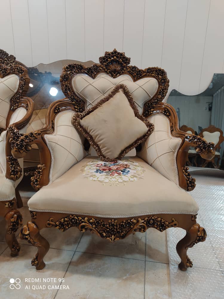 مبل سلطنتی مدل گلریز، مبل چوب گردو و راش، قیمت مبل استیل گلریز