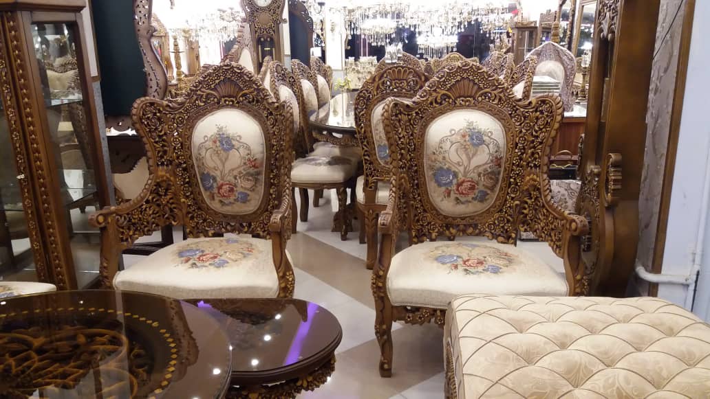 مبل سلطنتی مدل گلریز، مبل چوب گردو و راش، قیمت مبل استیل گلریز