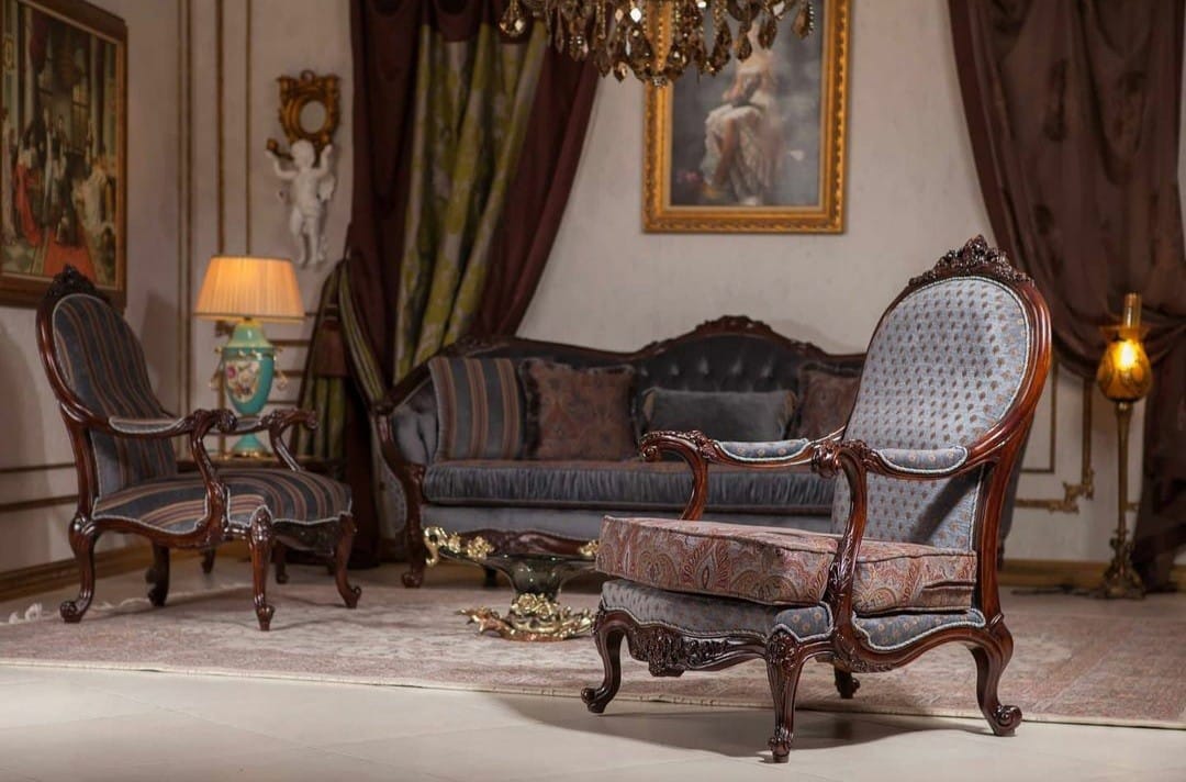 مبل کلاسیک مدل لیون، ست ناهارخوری لیون، مبل چوب راش