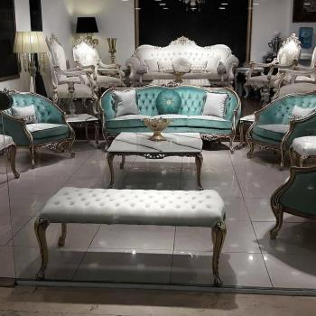 مبل کلاسیک و شیک مدل زمرد | چوب راش و گردو با طراحی خاص و بادوام